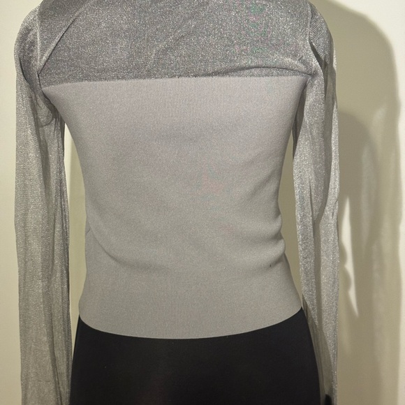Simons Silver Sheer Sleeve Top - Picture 3 of 4